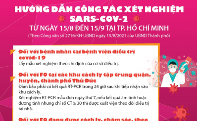 Hướng dẫn công tác xét nghiệm SARS-CoV-2 từ ngày 15/8 đến 15/9 tại TP. HCM
